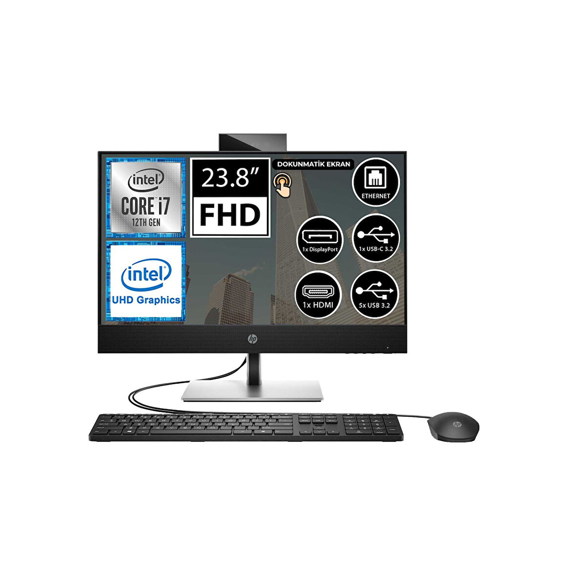 HP ProOne 440 G9 6D395EA18 i7-12700T 64GB 1TBSSD 23.8" FullHD Touch W11P All In One Bilgisayar