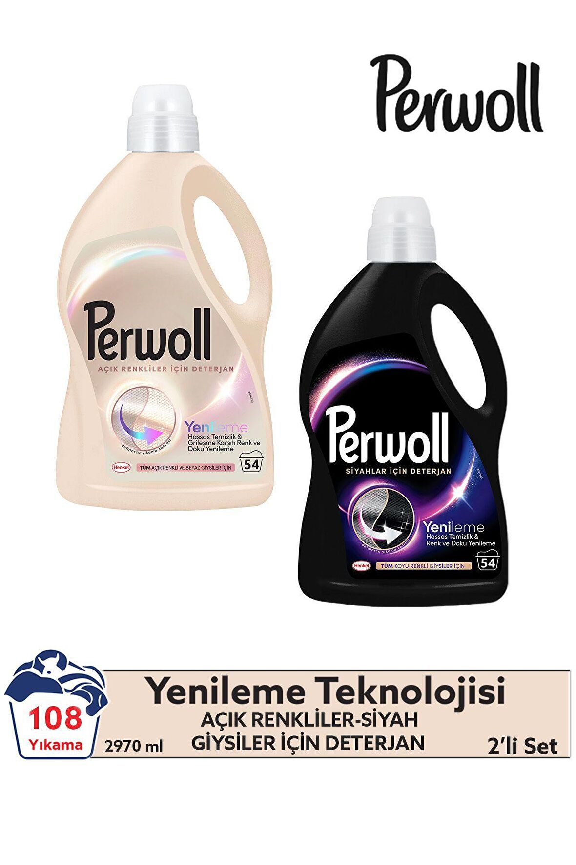 Perwoll Yenileme Beyaz -Yenileme Siyah 2,97 L 54 Yıkama Perwoll Set
