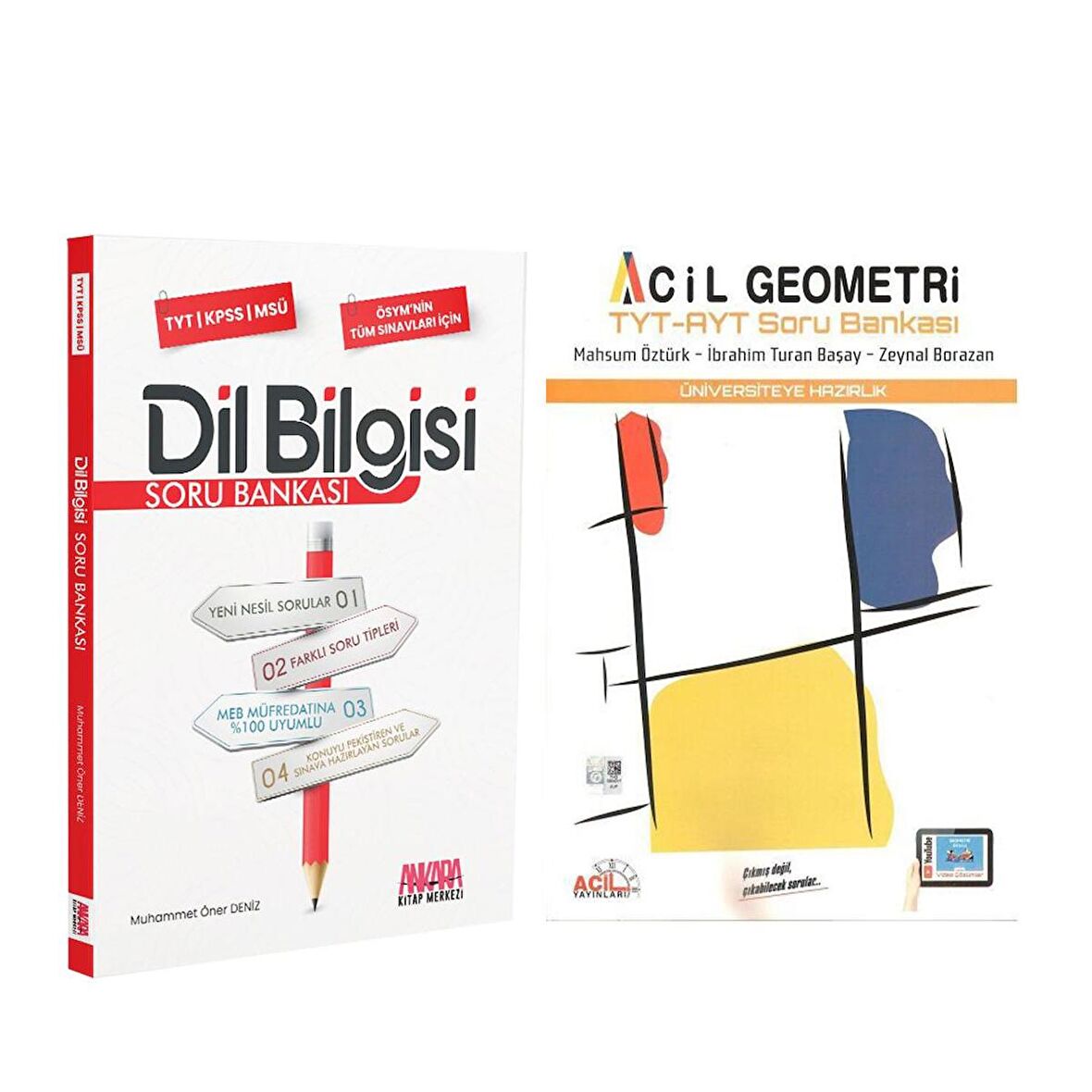 Acil TYT AYT Geometri ve AKM Dil Bilgisi Soru Bankası Seti 2 Kitap