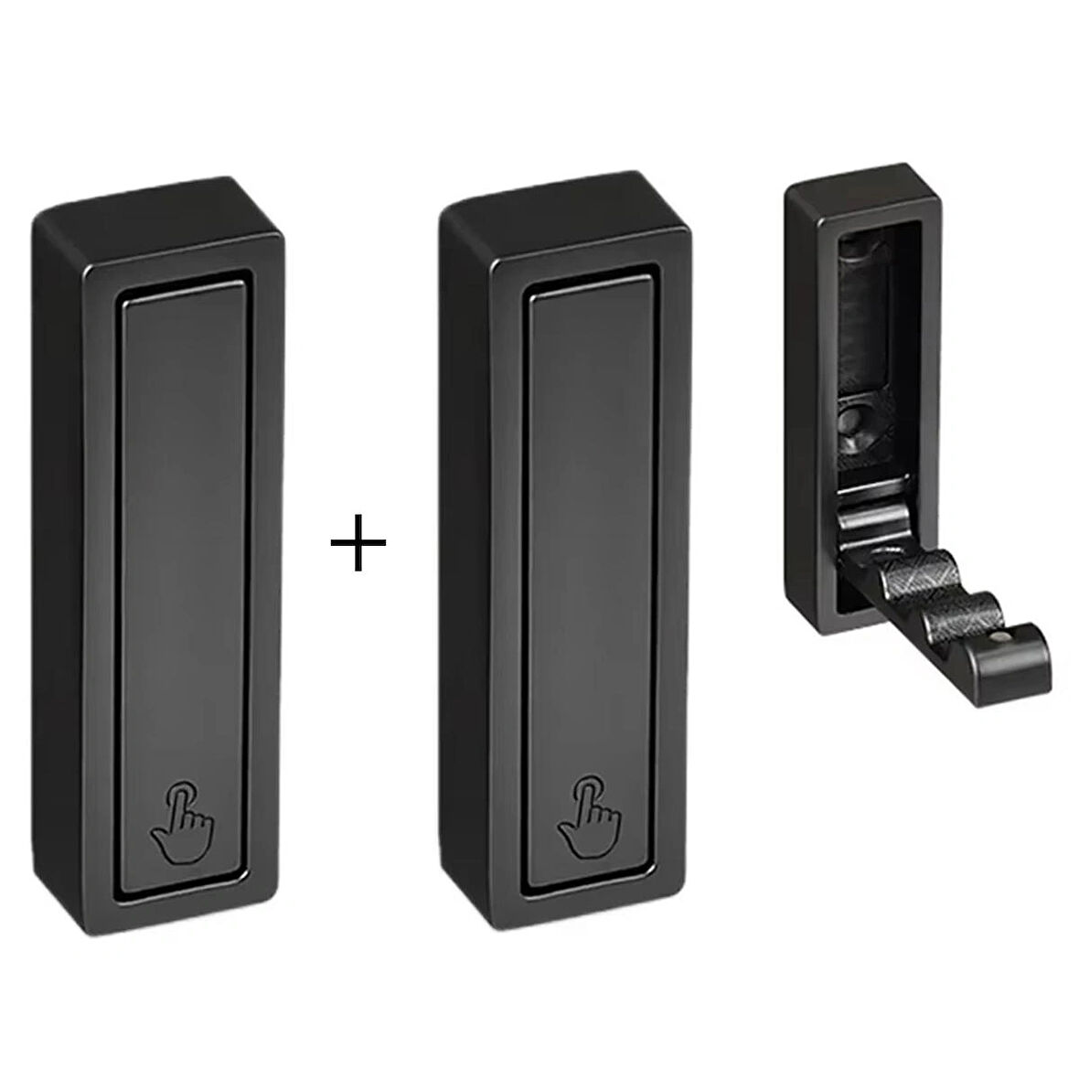 Microcase Çinko Kaplama Bas Açıl Pratik Askılık Anahtar Şapka Eşya Havlu vb Askılık - SİYAH AL5181 2 ADET