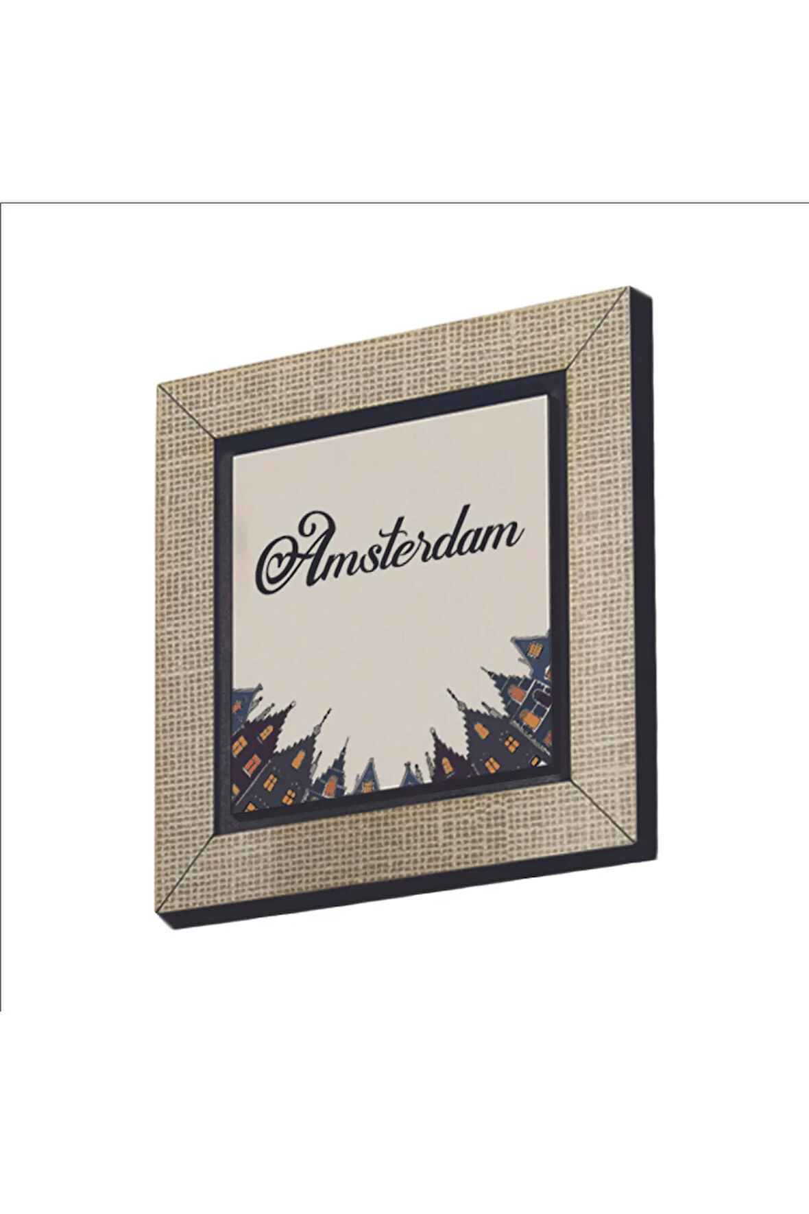 Amsterdam Görseli Baskılı MDF Magnet 7X7 Bej