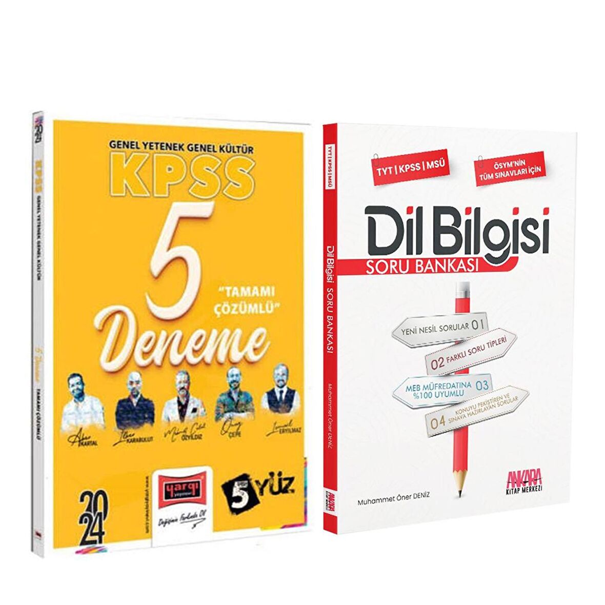 Yargı 2024 KPSS 5 Yüz Ekibi GY GK 5 Deneme ve AKM Dil Bilgisi Soru Bankası Seti 2 Kitap