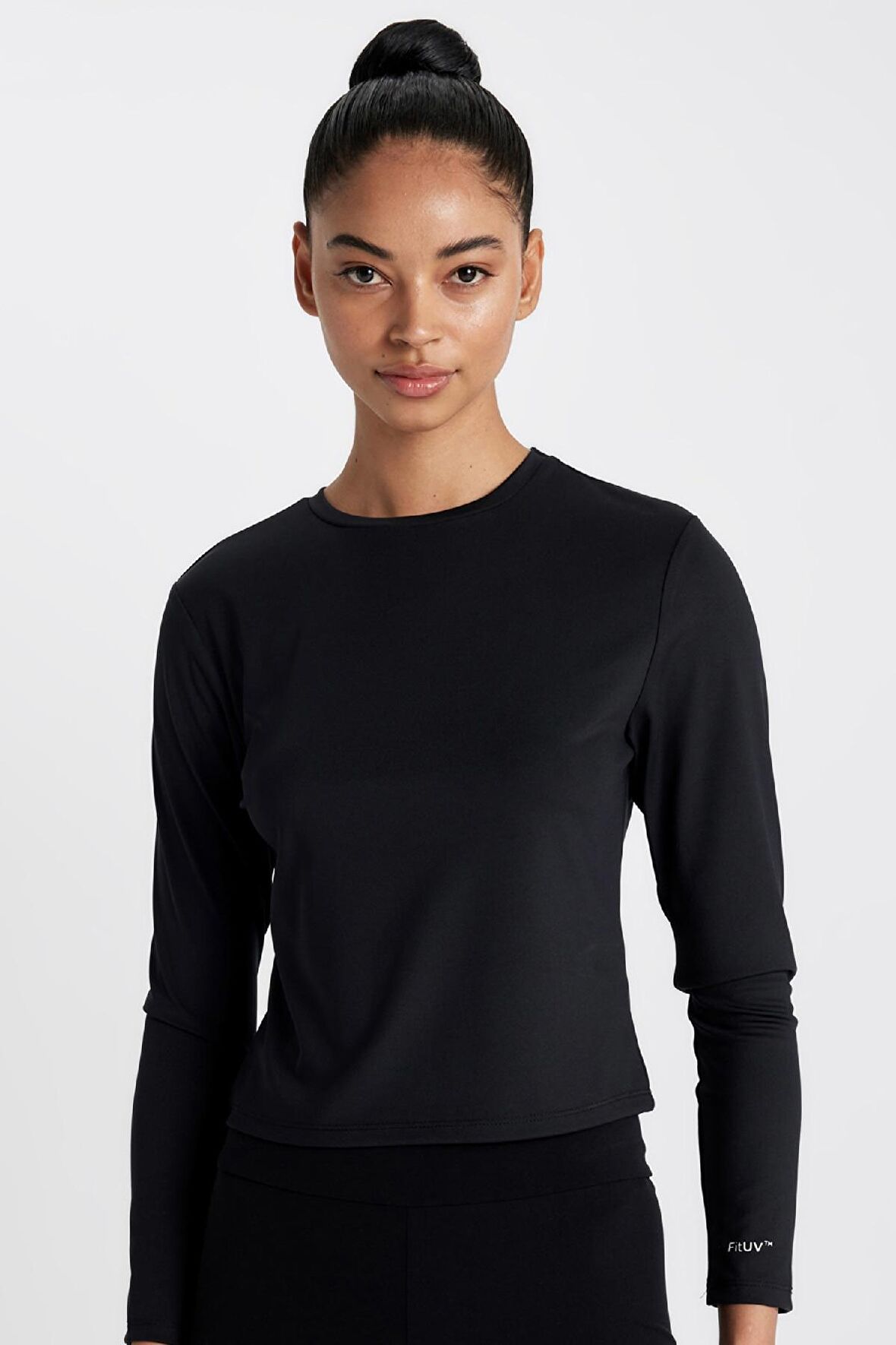 DeFactoFit Slim Fit Dar Kesim Bisiklet Yaka Baskılı Sporcu Uzun Kollu Tişört C8366AX24HSBK81