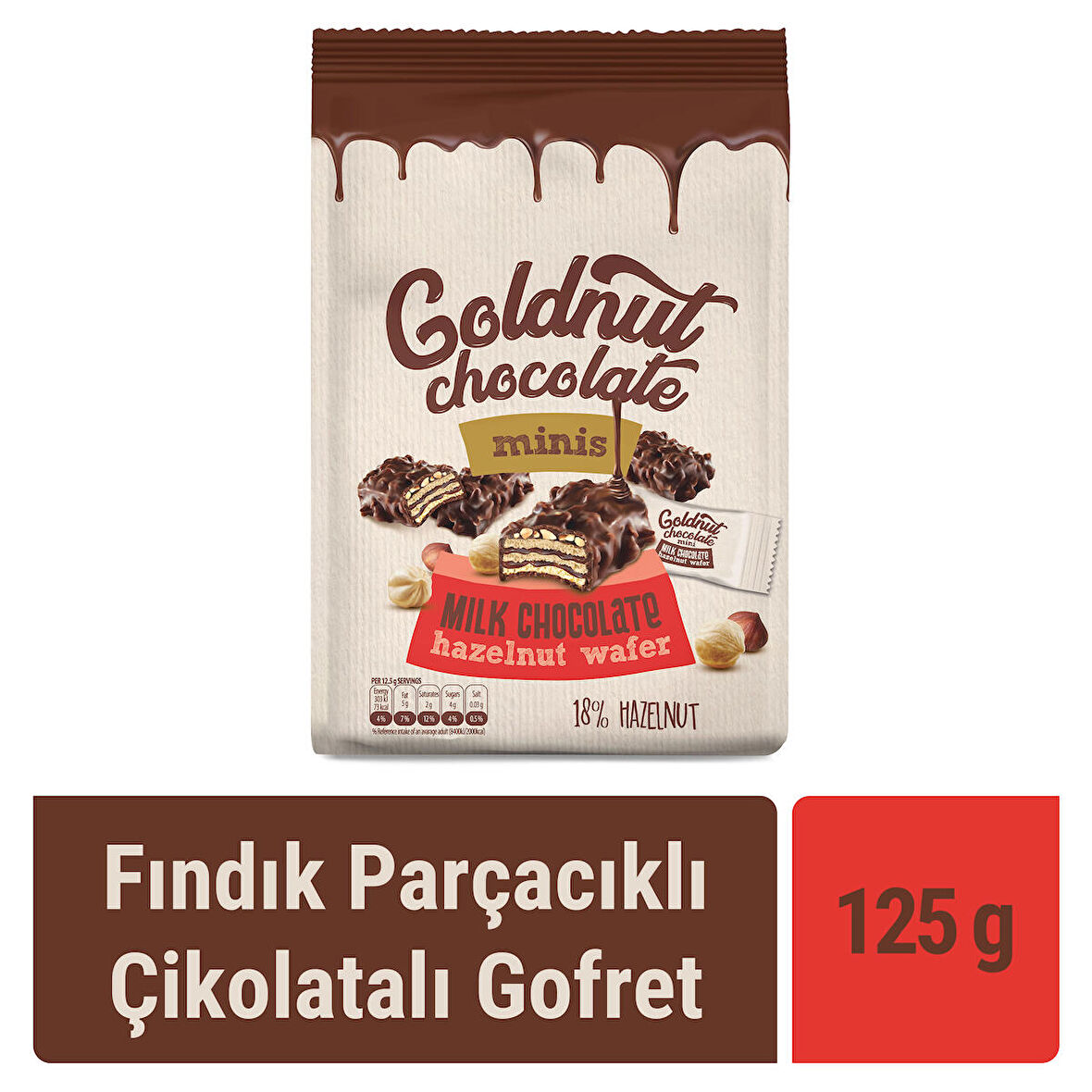 Goldnut Çikolata Kaplamalı Fındıklı Gofret 125 gr