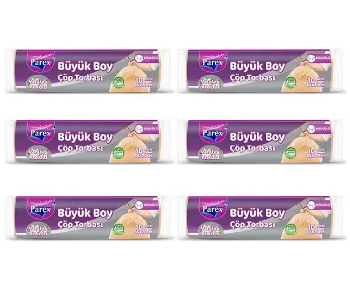 Parex Çöp Torbasi Büyük Boy Büzgülü Vanilya Kokulu 10 'lu x 6 Adet