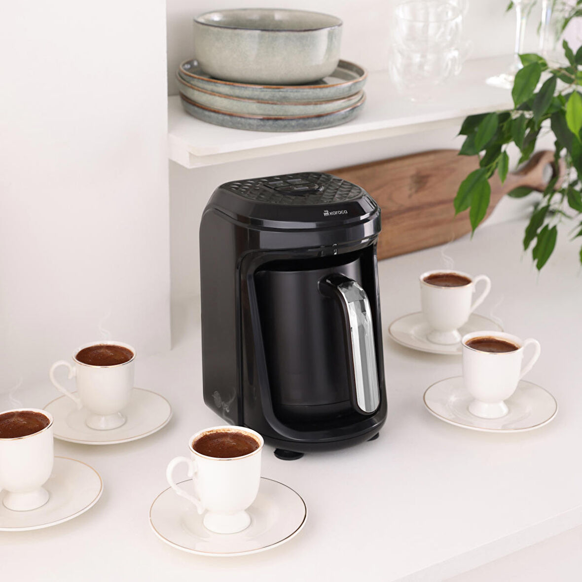 Karaca Hatır Hüps Quartz Közde, Sütlü Içecek Hazırlama Türk Kahve Makinesi 5 Fincan Kapasiteli Black Chrome