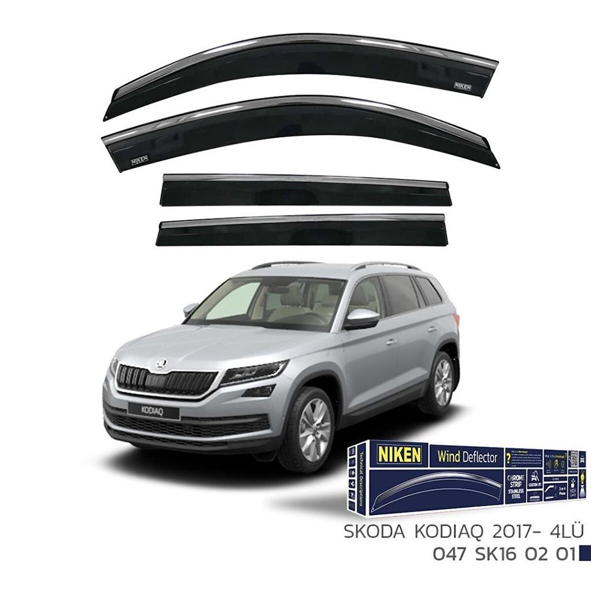 Skoda Kodiaq Niken Kromlu Cam Rüzgarlığı 4lü Set 2017 ve Üstü