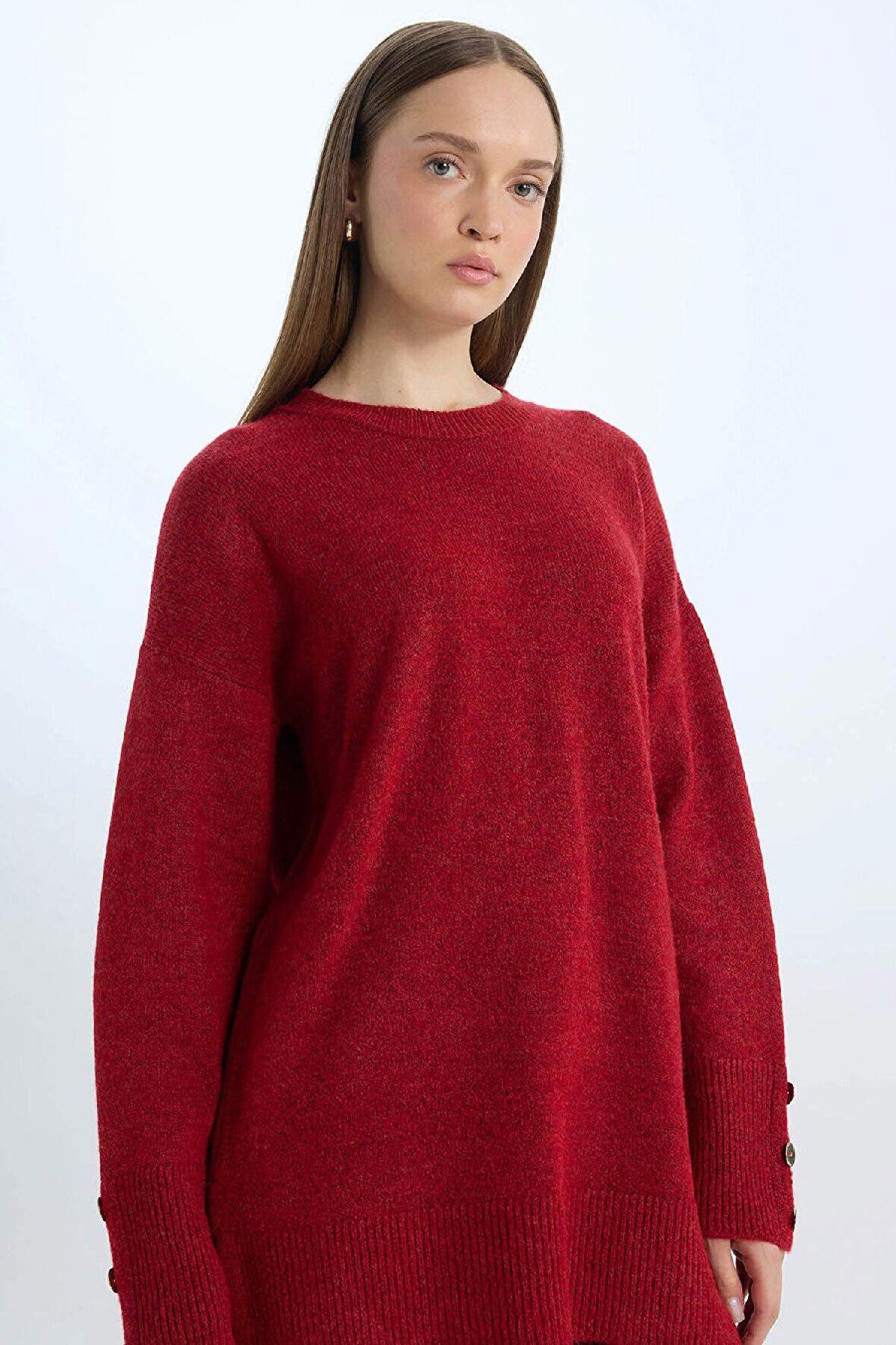 DeFacto Regular Fit Bisiklet Yaka Basic Düz Kazak Tunik D2444AX24WNRD328