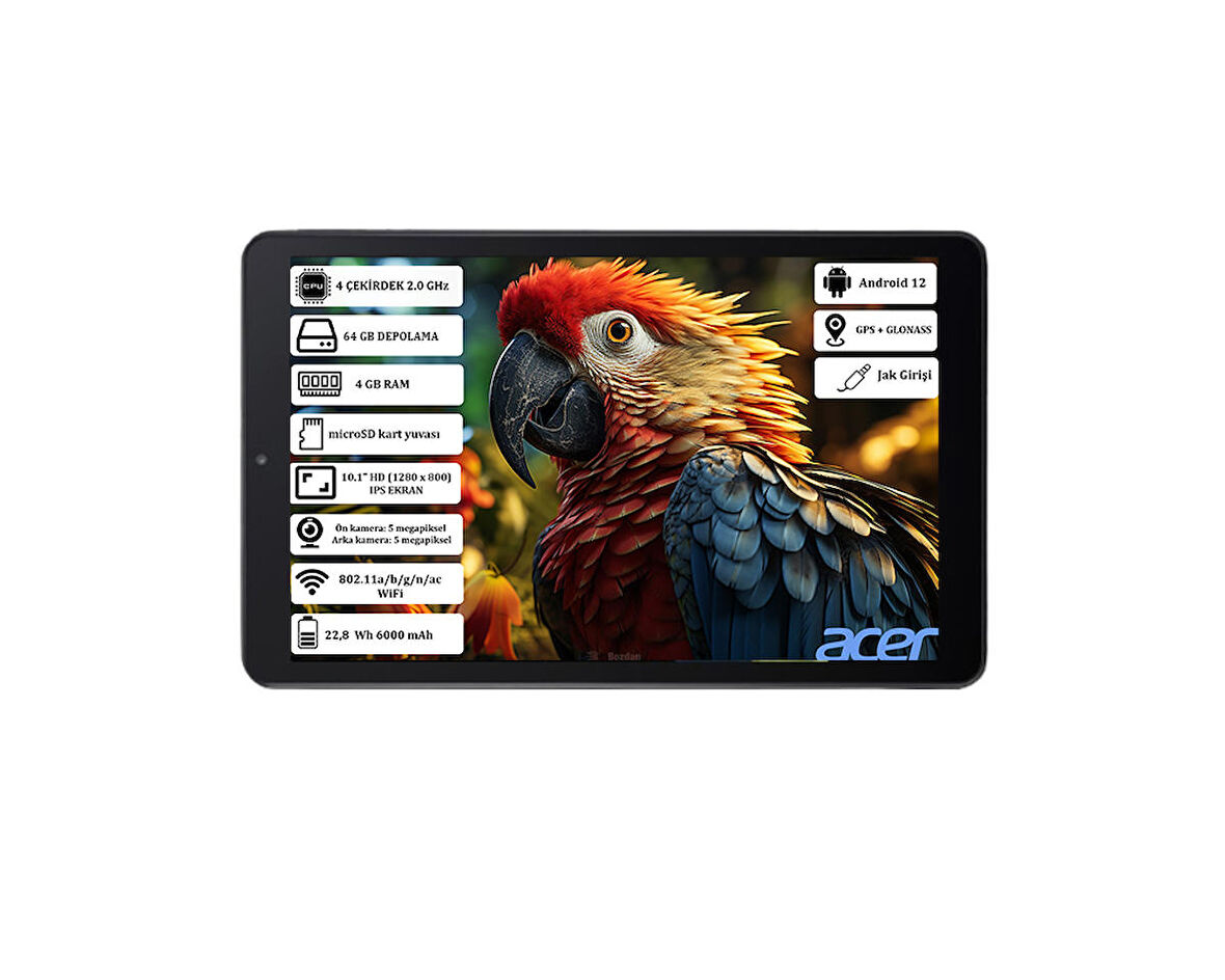 Acer Iconia A10 4 GB Ram 64 GB SSD 10.1" Hd (1280 x 800 ) IPS Yeni Nesil Android Tablet NT.LG0EY.001