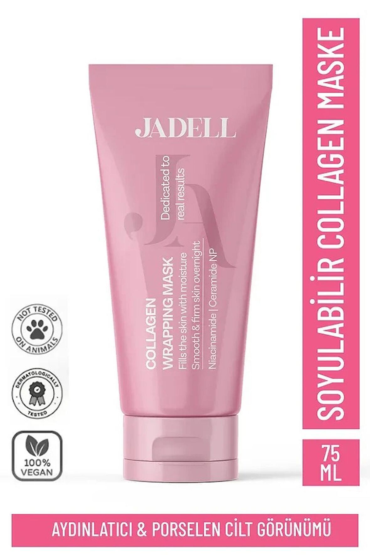 Soyulabilen Gözenek Temizleyici Derin Nemlendirici Parlatıcı Vegan Kolajen Gece ve Gündüz Yüz Maskesi 75 ml
