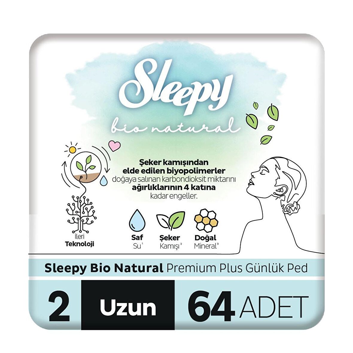 Sleepy Bio Natural Premium Plus 64'lü Günlük Ped