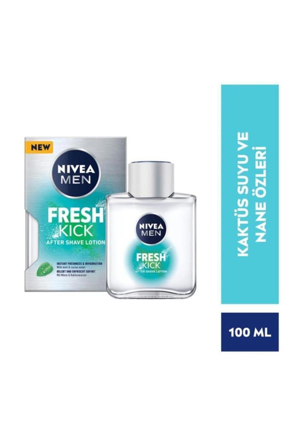 Nivea Men Erkek Tıraş Sonrası Losyon Cool Kick Fresh 100ml, Kaktüs Suyu, Nane Özleri, Serinleten Ferahlık