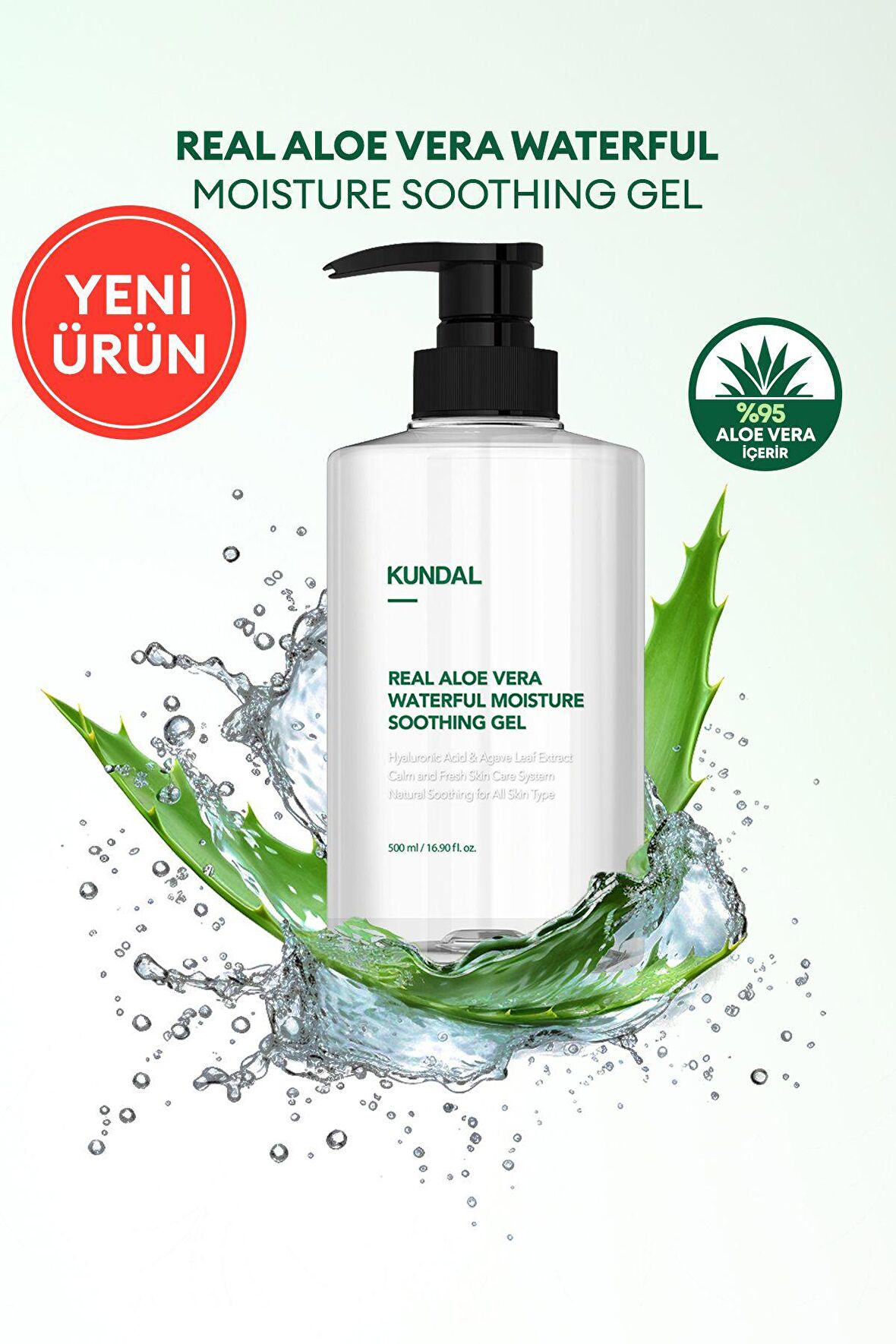 Hyaluronik Asitli Nemlendirici Aloe Vera Jeli KUNDAL Real Aloe Vera Waterful Moisture Shooting Gel