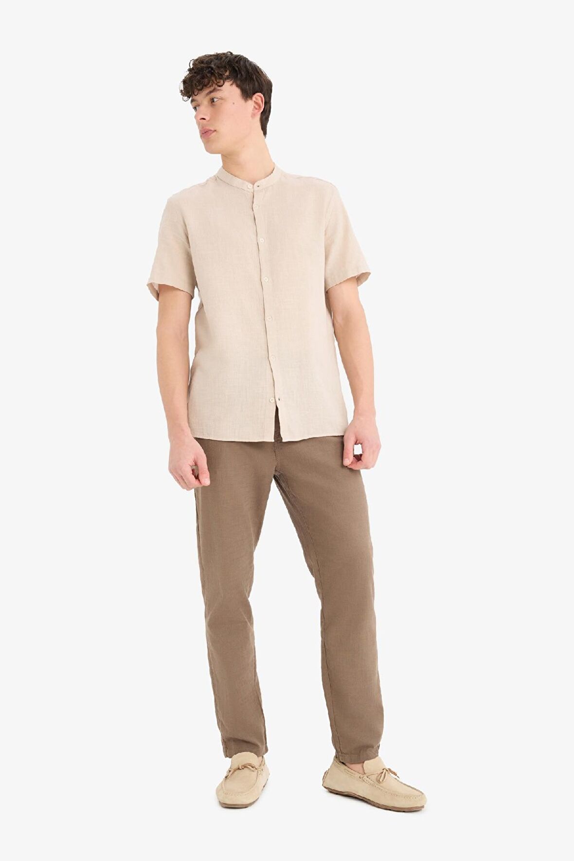 DeFacto Yazlık Beli Lastikli Jogger Pantolon Slim Fit Dar Kesim Düz Paça Pamuklu Cepli D2671AX25SMBN534