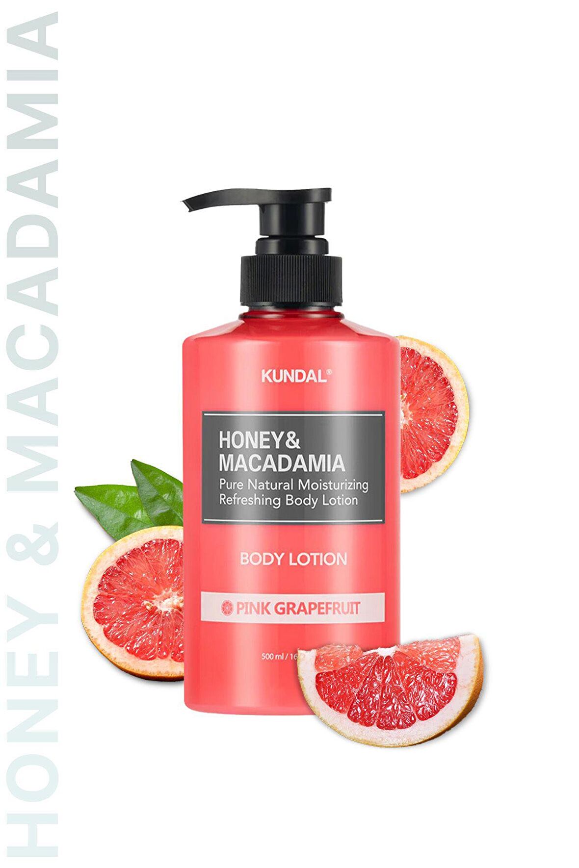 Nemlendirici ve Besleyici Vücut Losyonu Kundal Honey&Macadamia Pure Body Lotion500ml(PinkGrapefruit)