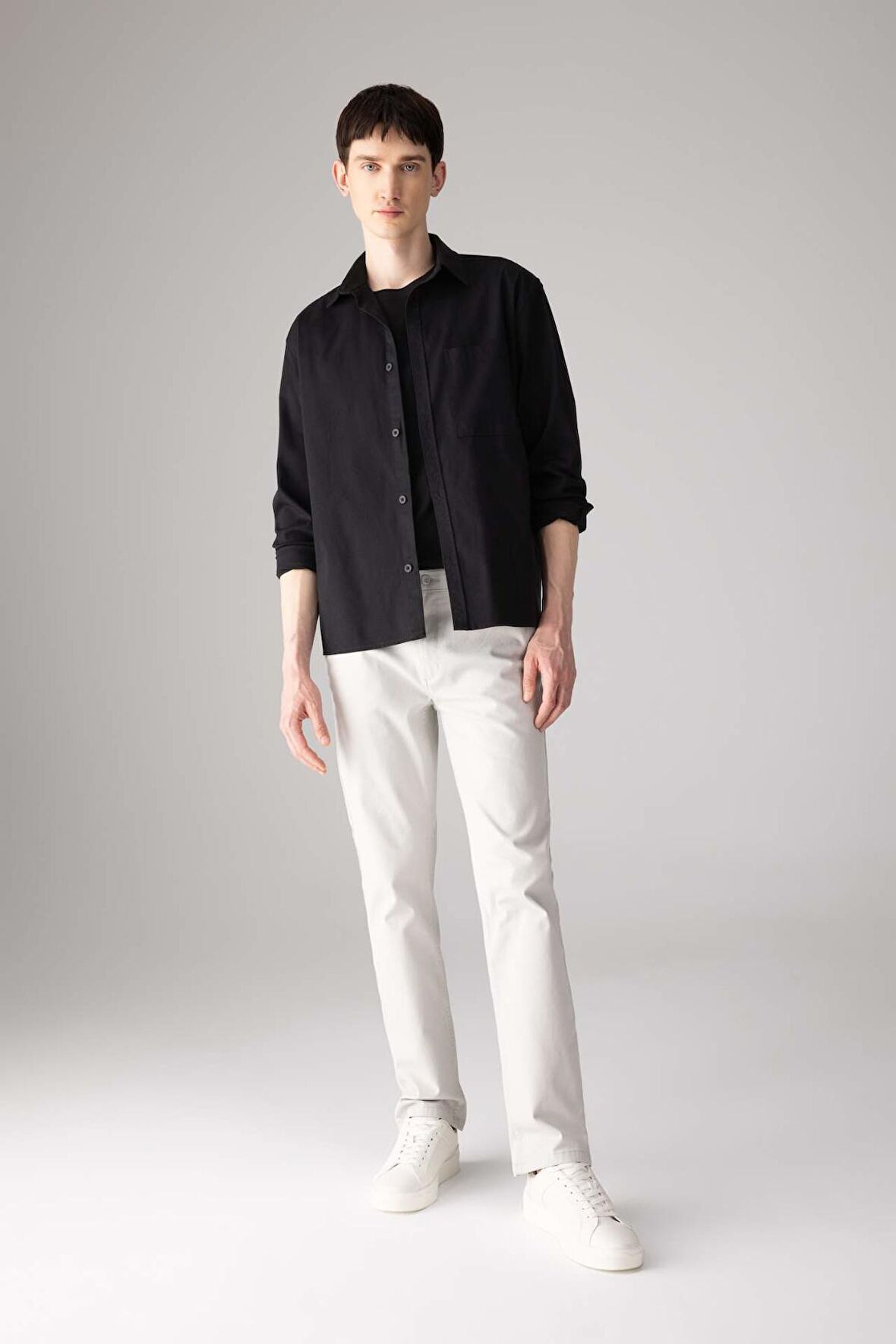 DeFacto Regular Fit Normal Kesim Gabardin Chino Kanvas Pantolon Yazlık Fermuar Cepli Düz Paça B2088AX24SPGR94
