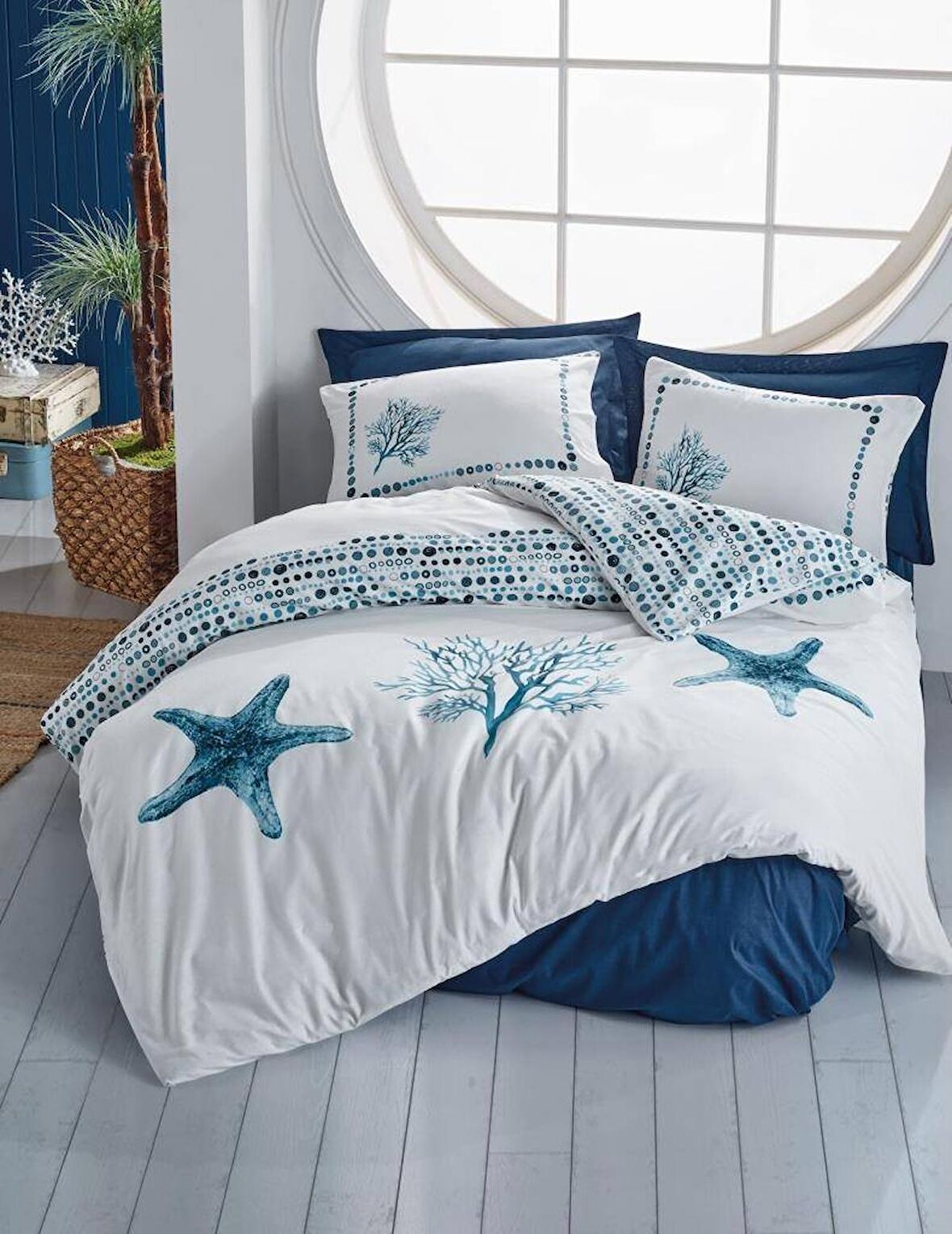 Cotton Box Maritime Nevresim Takımı Çift Kişilik Star Lacivert