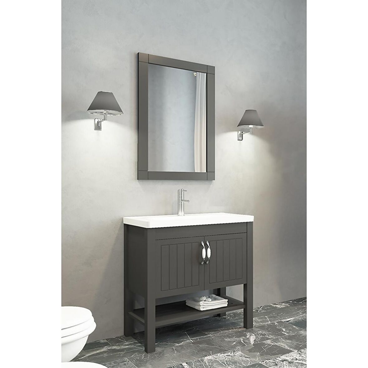 HELEN 80 CM BANYO DOLABI ANTRASİT - BOY DOLAP HARİÇ 