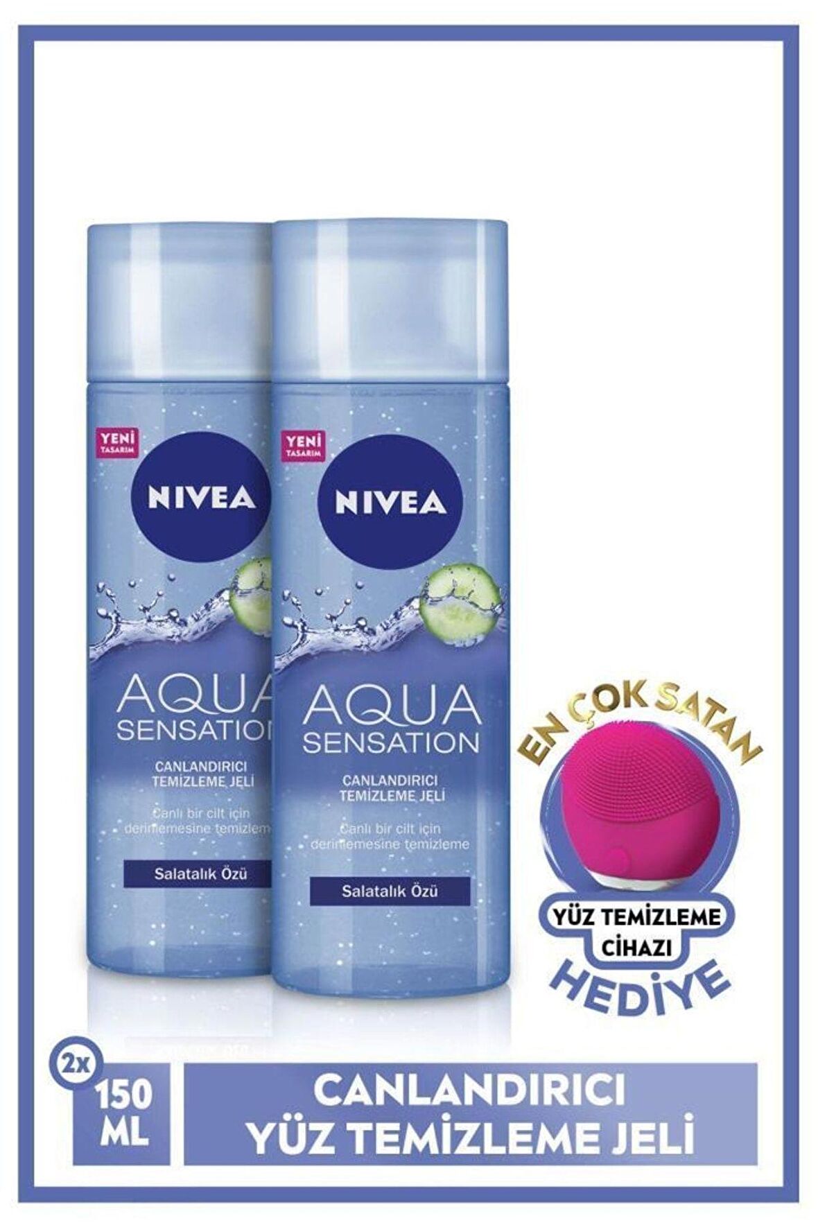 Nivea Aqua Sensation Canlandırıcı Yüz Temizleme Jeli 2x200ml Ve Forever Yüz Temizleme Cihazı