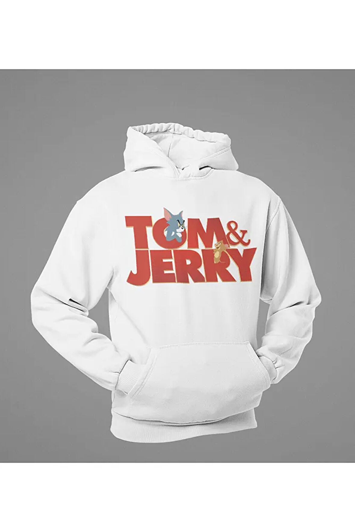 Tom And Jerry Yazılı Unisex Oversize Çizgi Film Hoodie
