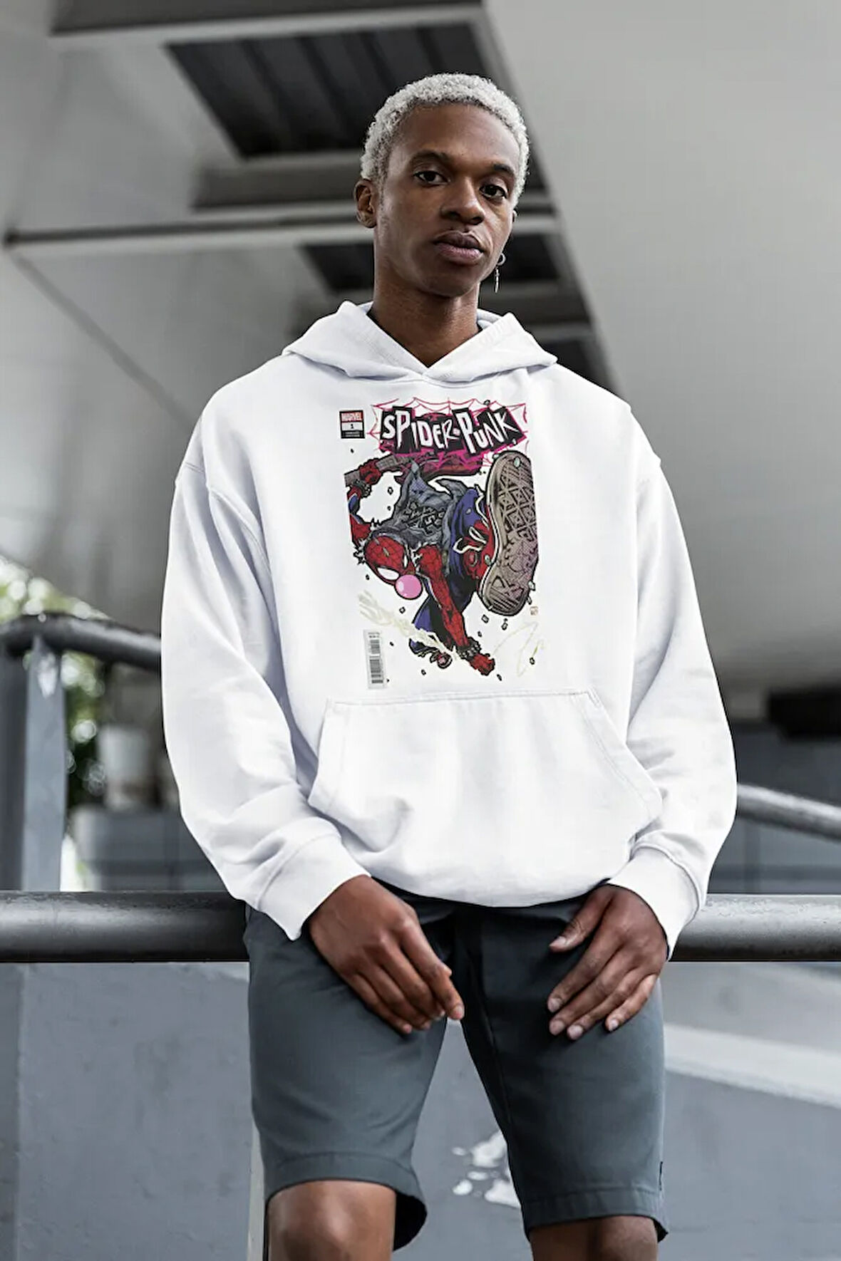 Tasarım Spider-Punk Baskılı Unisex Oversize Örümcek Adam Hoodie