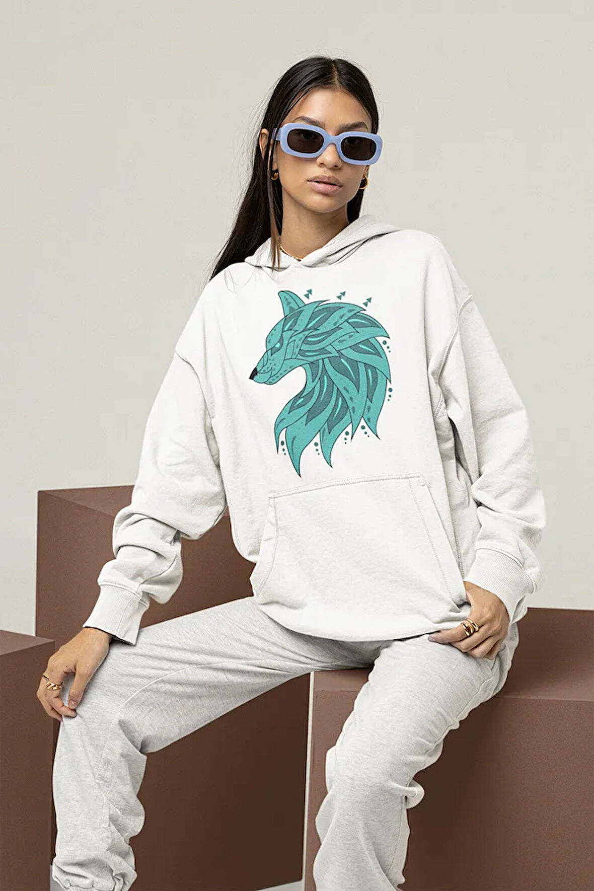 Kurt Desenli Unisex Oversize Hoodie