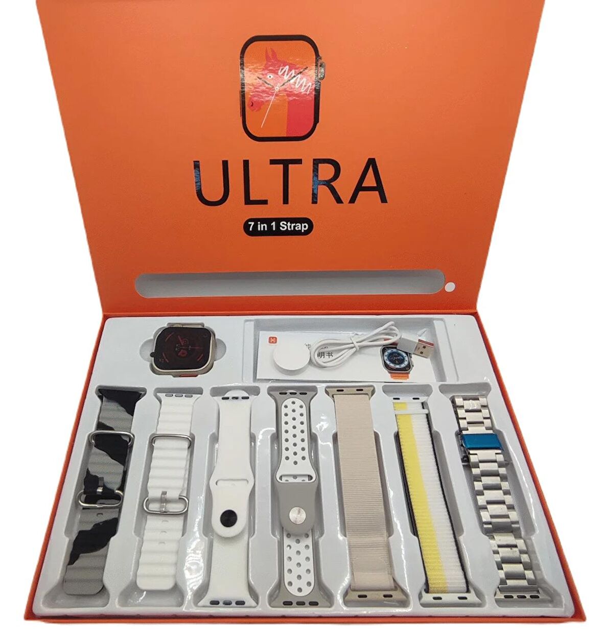 Watch 8 Ultra 7 In 1 Akıllı Saat 7 Kordonlu Takvim Spor Whatsapp Menülü 7in1