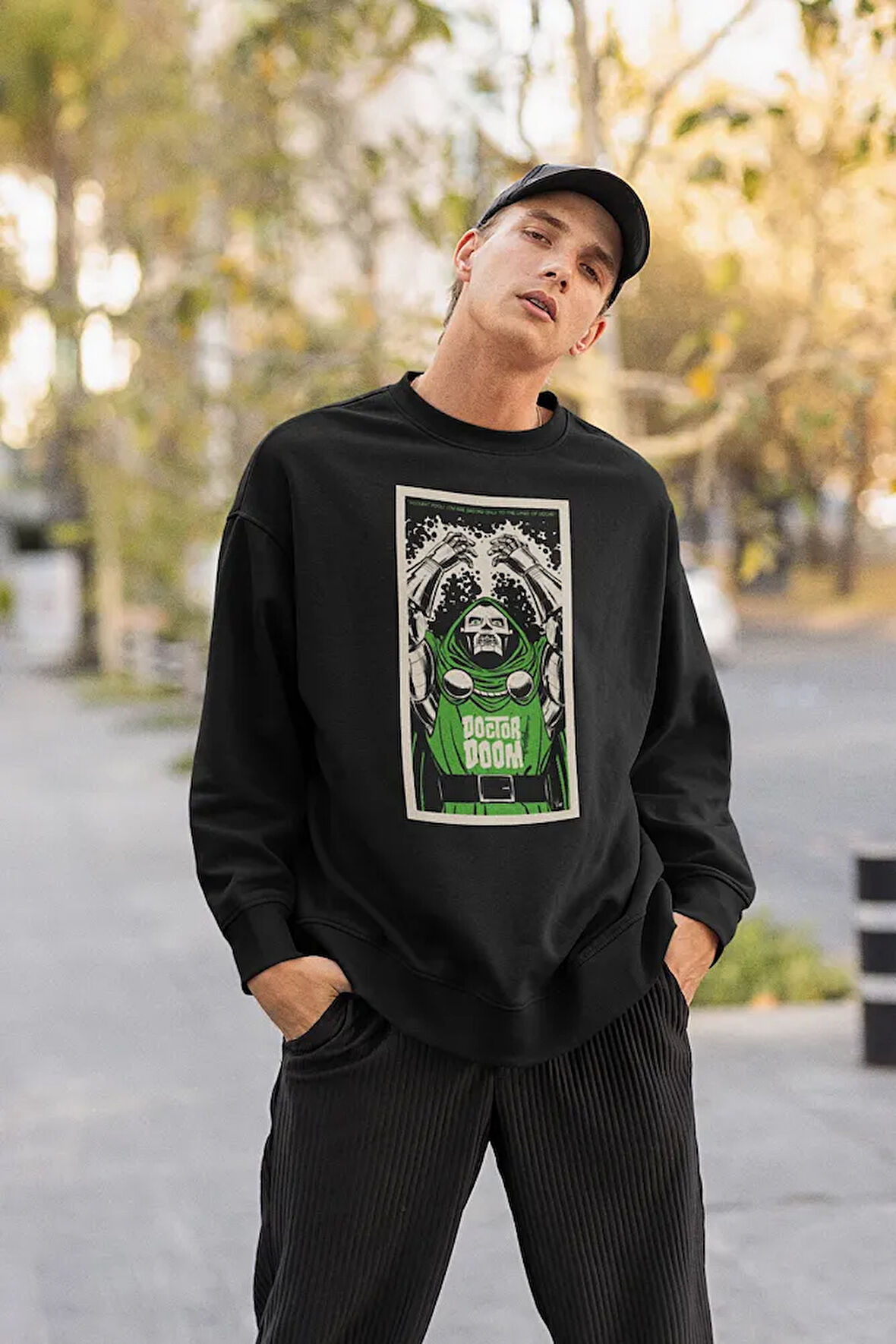 Doctor Doom Baskılı Unisex Oversize Marvel Karakter Sweatshirt