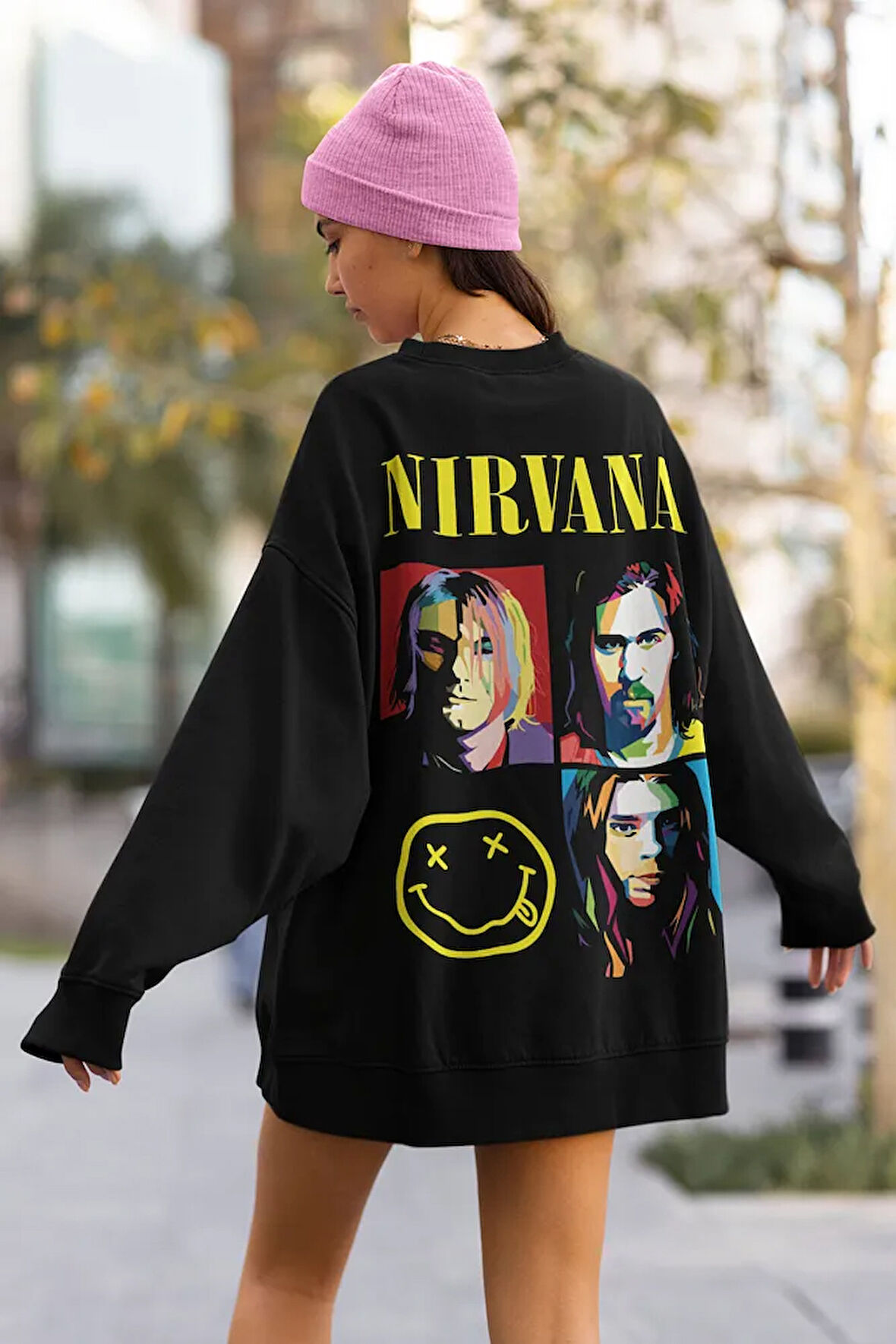 Nirvana Baskılı Unisex Oversize Müzik Grubu Sweatshirt