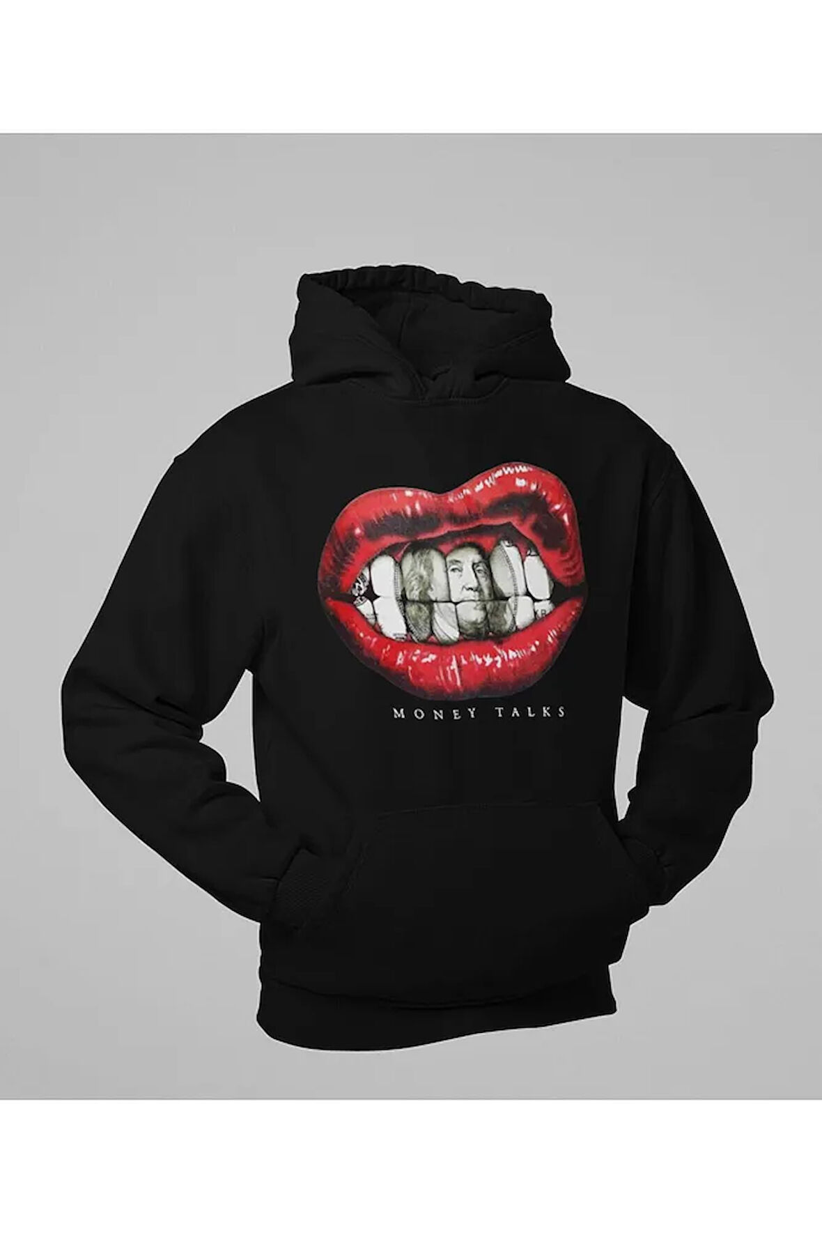 Money Talks Yazılı Unisex Oversize Hoodie