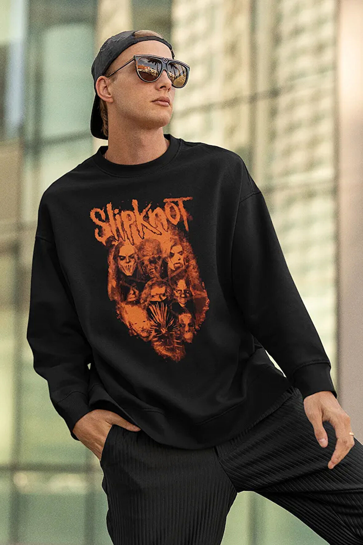 Slipknot Müzik Grubu Baskılı Unisex Oversize Sweatshirt