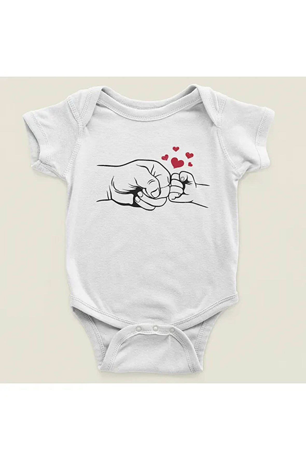 Tasarım Baba Ve Çocuk Dayanışma Temalı Pamuklu Yumuşak Unisex Çıtçıtlı Body Zıbın