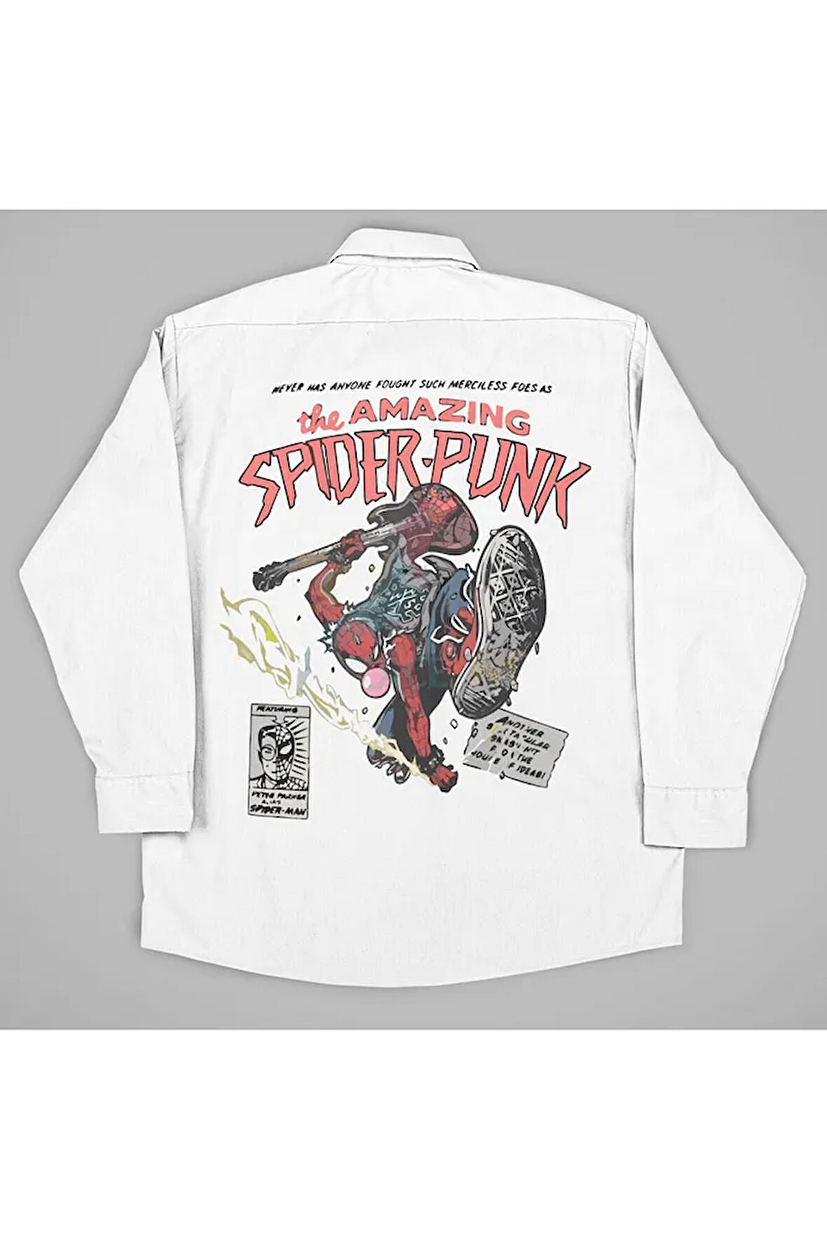 The Amazing Spider-Punk Baskılı Unisex Örümcek Adam Gömlek