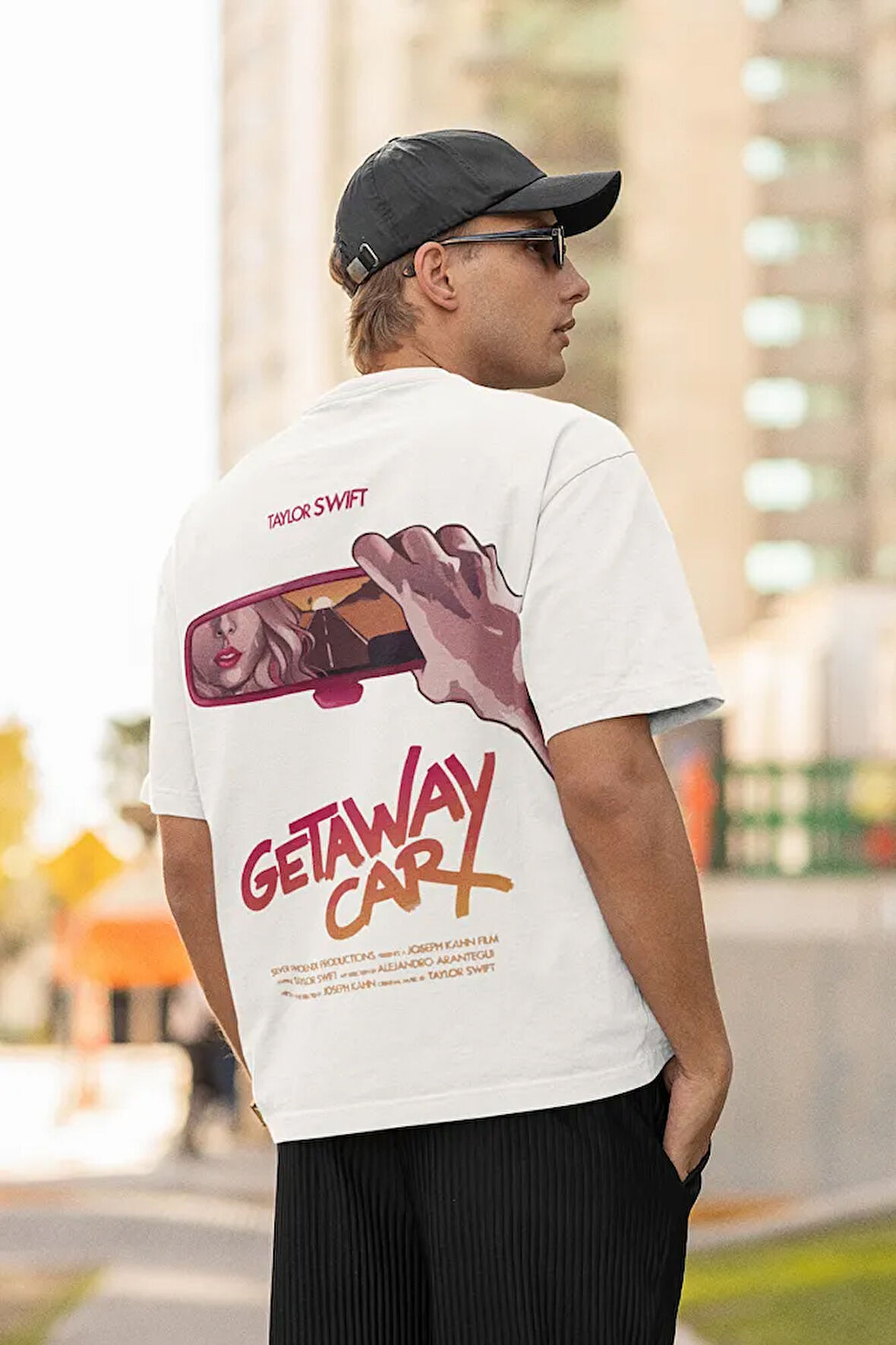 Getaway Car Taylor Swift Baskılı Unisex Oversize Şarkıcı Tişört