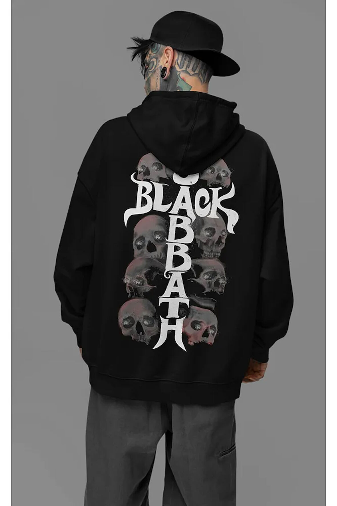 Kurukafa Tasarım Müzik Grubu Baskılı Unisex Oversize Black Sabbath Hoodie