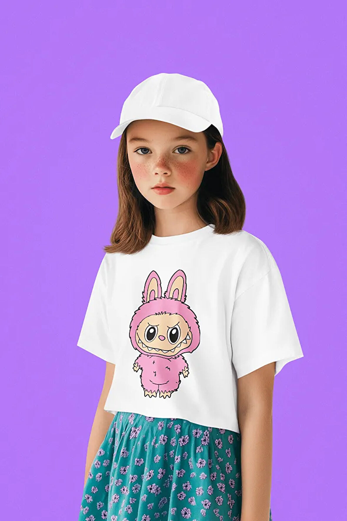 Labubu Baskılı Unisex Çizgi Film Çocuk Tişört (1-12 Yaş)