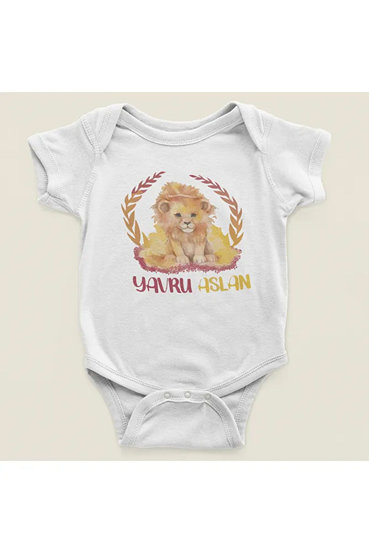 Yavru Aslan Yazılı Pamuklu Yumuşak Unisex Çıtçıtlı Body Zıbın