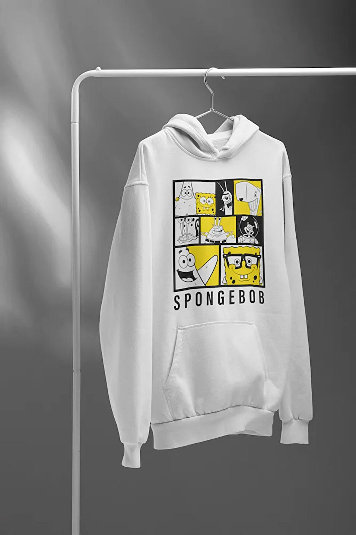 Çizgi Film Spongebob Baskılı Unisex Oversize Hoodie