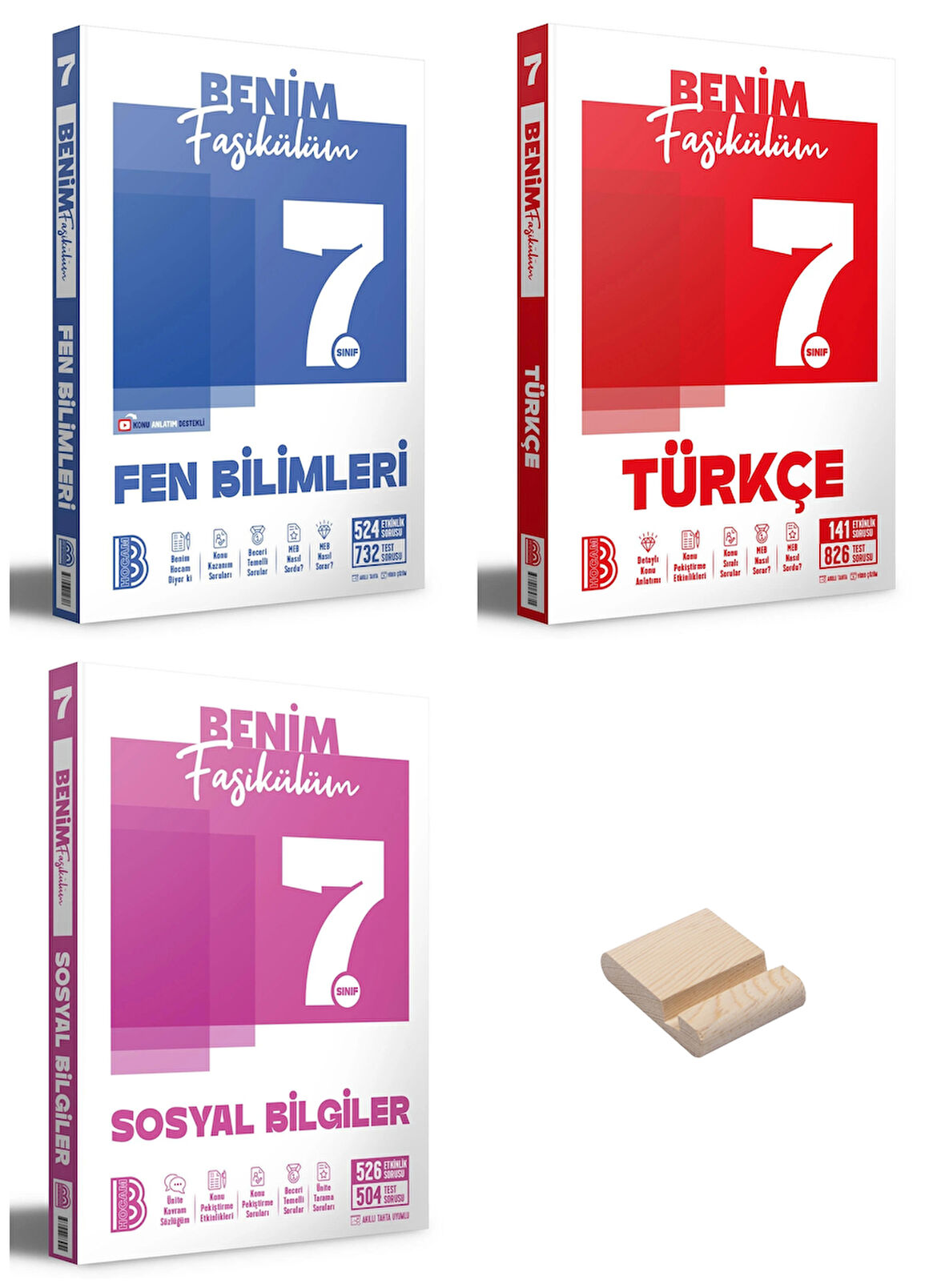 Benim Hocam 7. Sınıf Fen Türkçe ve Sosyal Fasikülleri 3lü Set + Telefon Standı