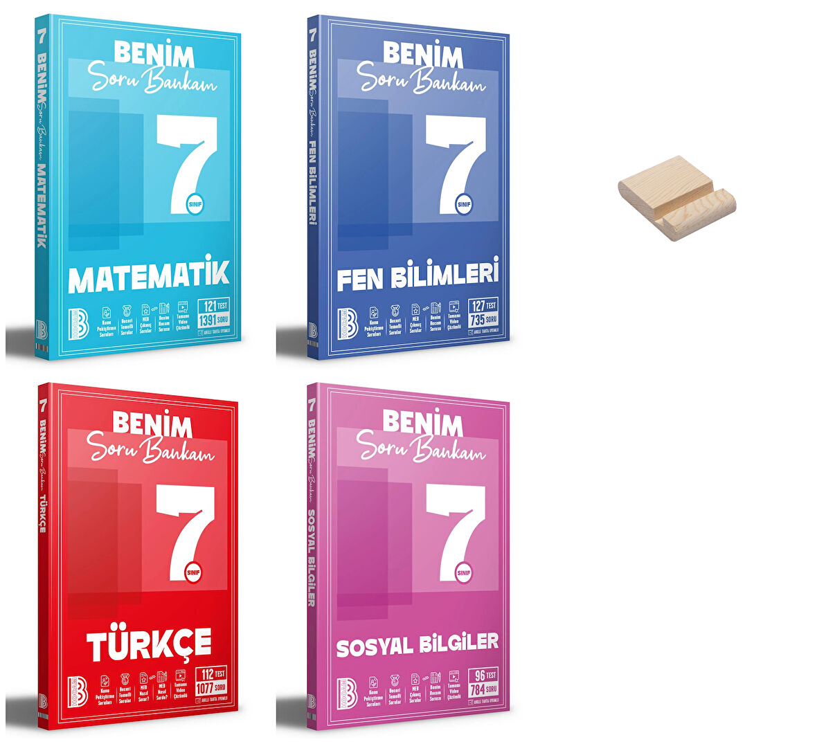 Benim Hocam 7. Sınıf Matematik Fen Türkçe Sosyal Soru Bankası 4lü Set + Telefon Standı