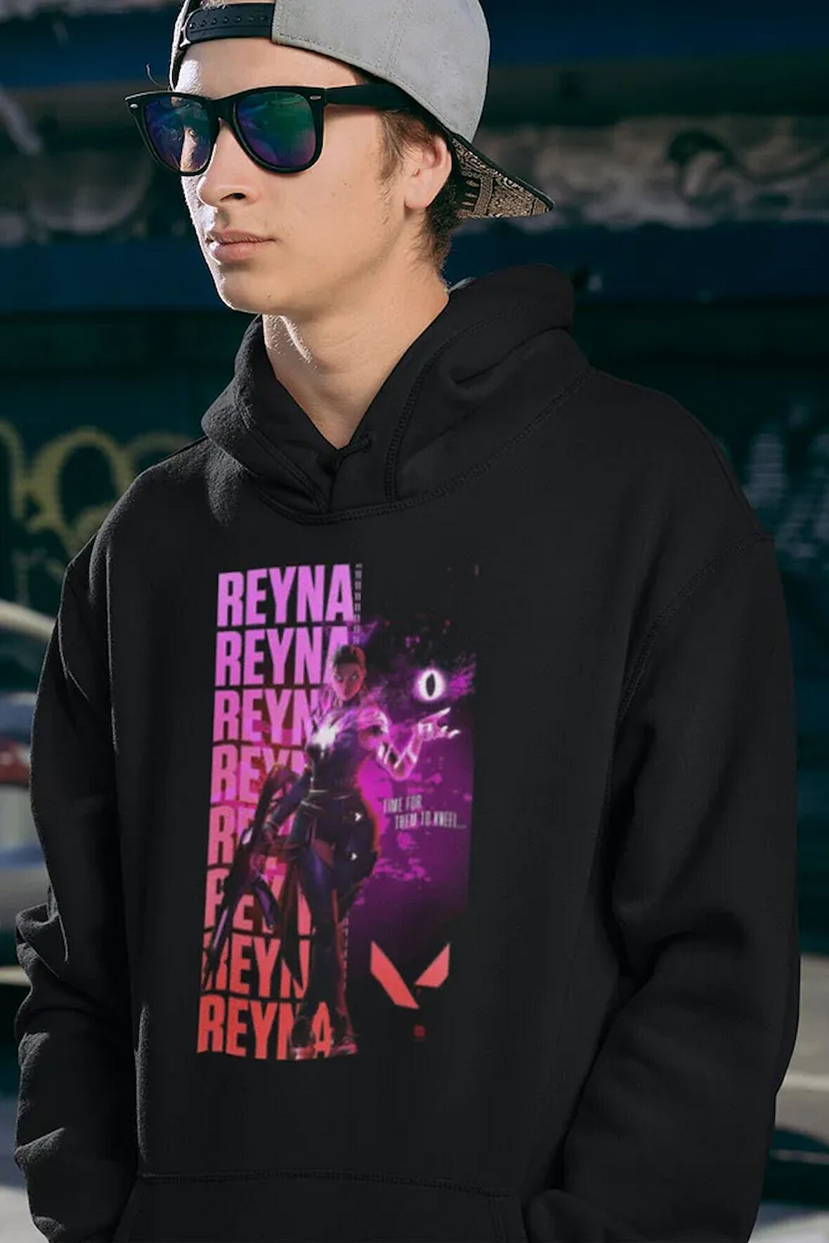 Reeyna Baskılı Unisex Hoodie, Oversize Vvalorant Sweatshirt