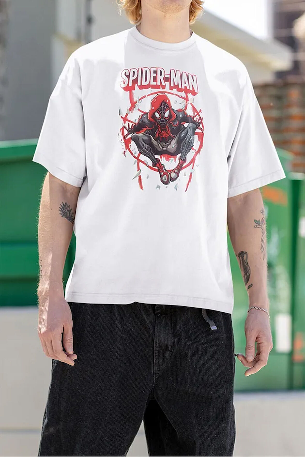 Spider-Man Baskılı Unisex Oversize Örümcek Adam Tişört