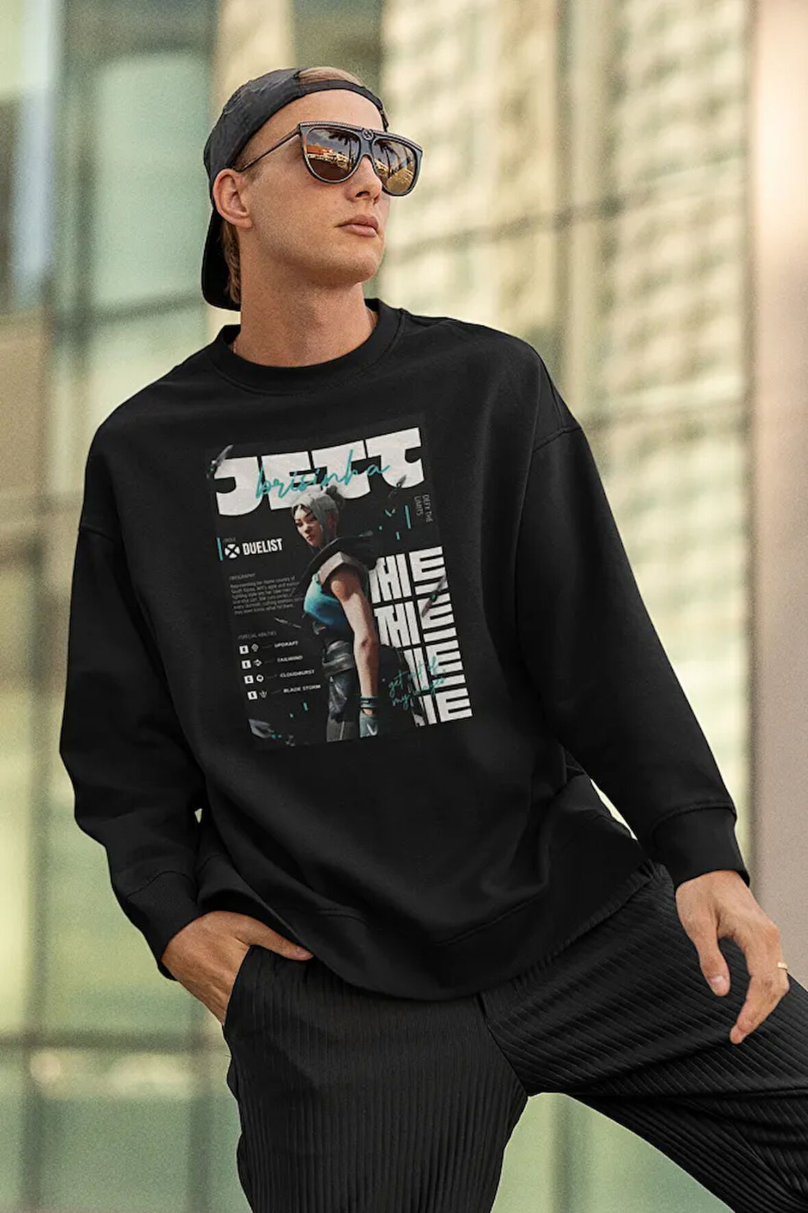 Valorant Jett Duelist Baskılı Unisex Oversize Sweatshirt