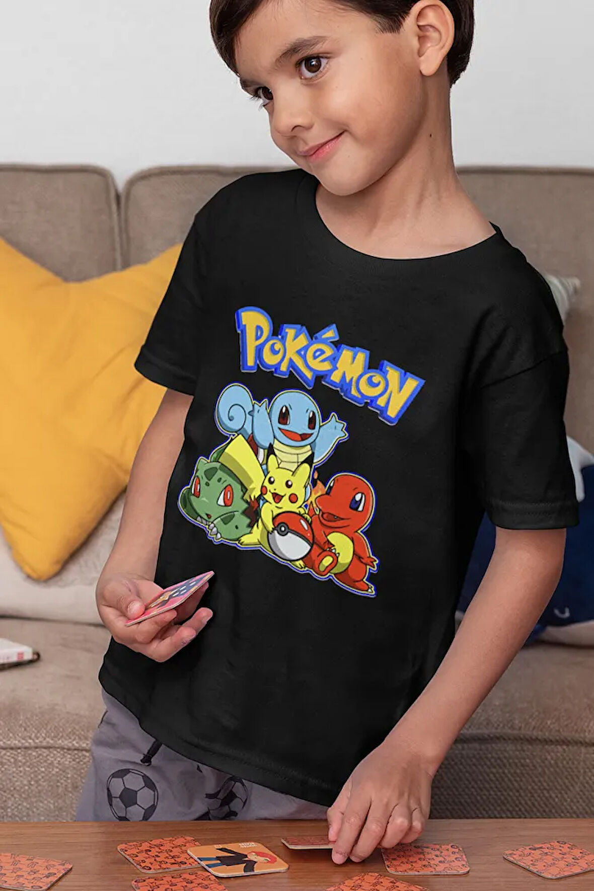 Pokemon Karakterler Baskılı Unisex Çizgi Film Çocuk Tişört (1-12 YAŞ)