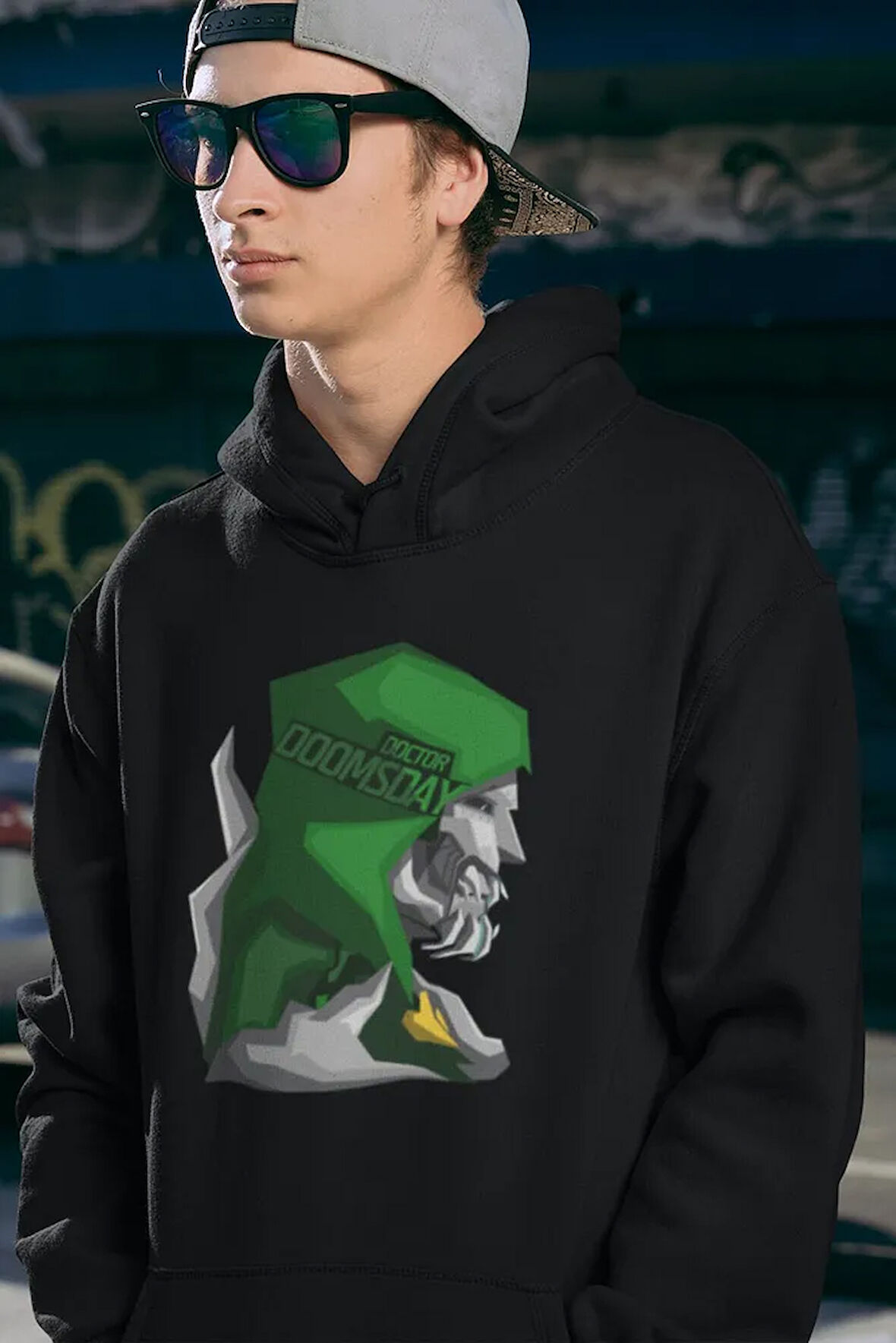 Doctor Doomsday Baskılı Unisex Oversize Marvel Hoodie