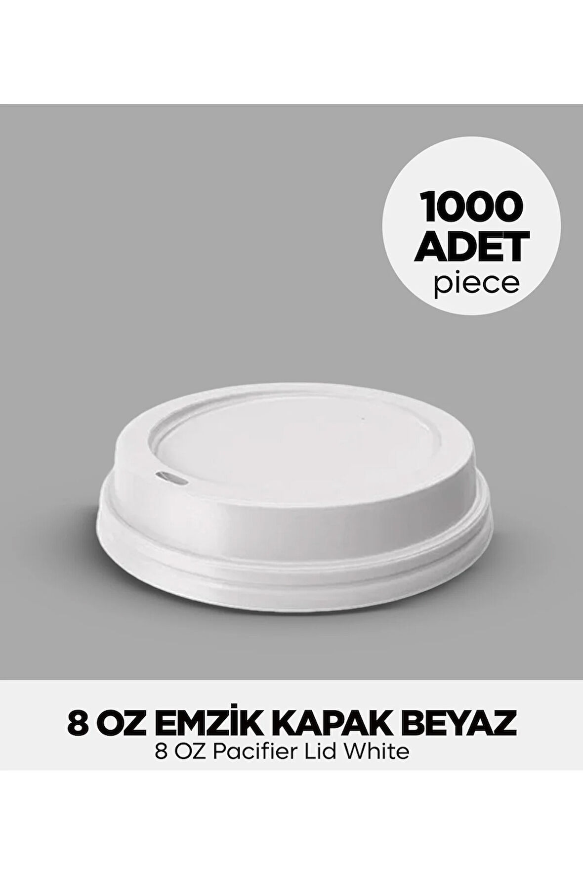 8 OZ Emzik Kapak Beyaz 1.000 Adet
