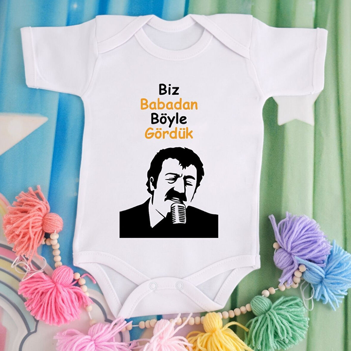 Pamuklu Organik Bebek Zıbını Kısa Kollu Kişiye Özel  0022