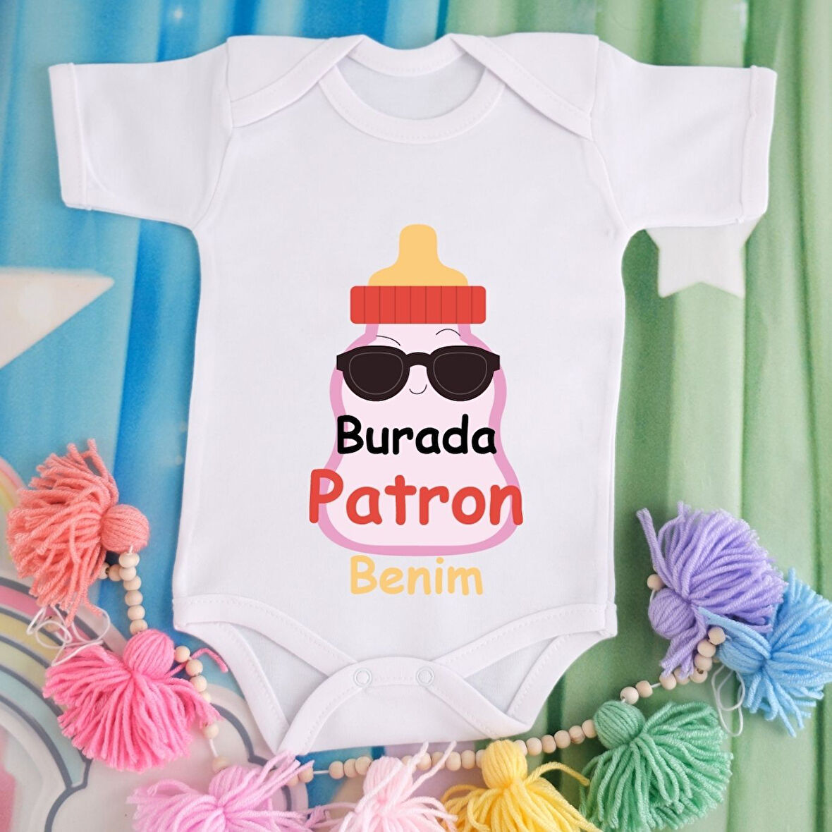 Pamuklu Organik Bebek Zıbını Kısa Kollu Kişiye Özel  0024