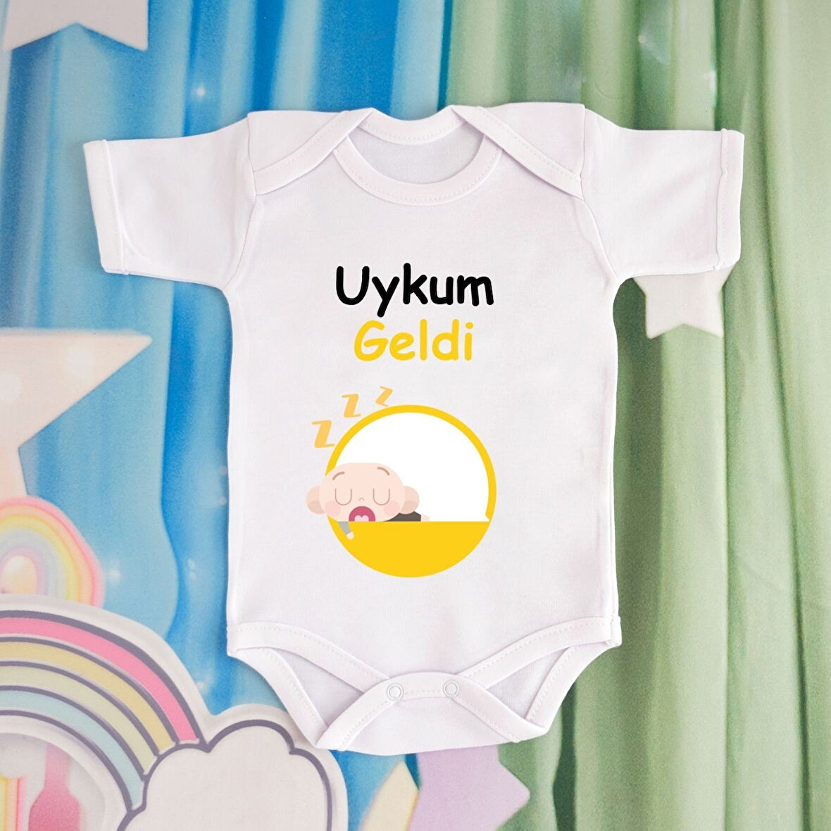 Pamuklu Organik Bebek Zıbını Kısa Kollu Kişiye Özel  0032