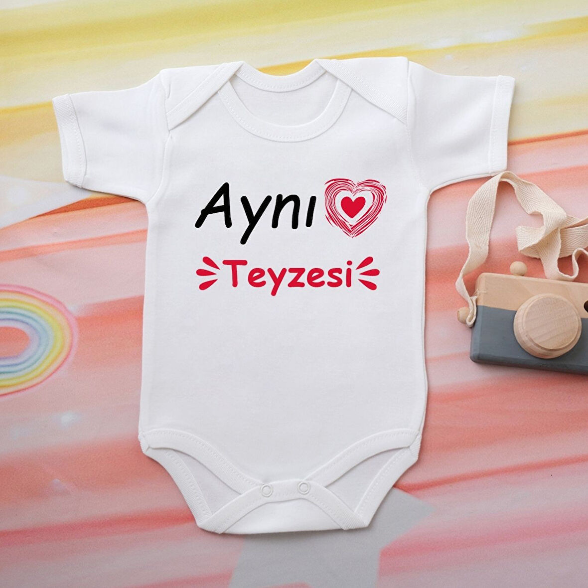Pamuklu Organik Bebek Zıbını Kısa Kollu Kişiye Özel  0044
